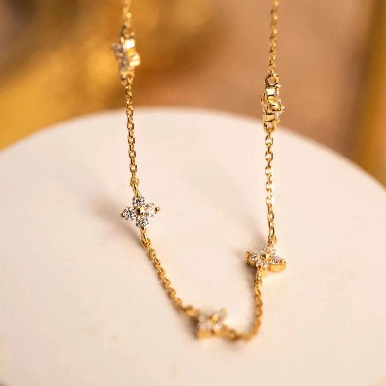 Halo Zircon Bracelet – 18K Gold, Waterproof & Hypoallergenic