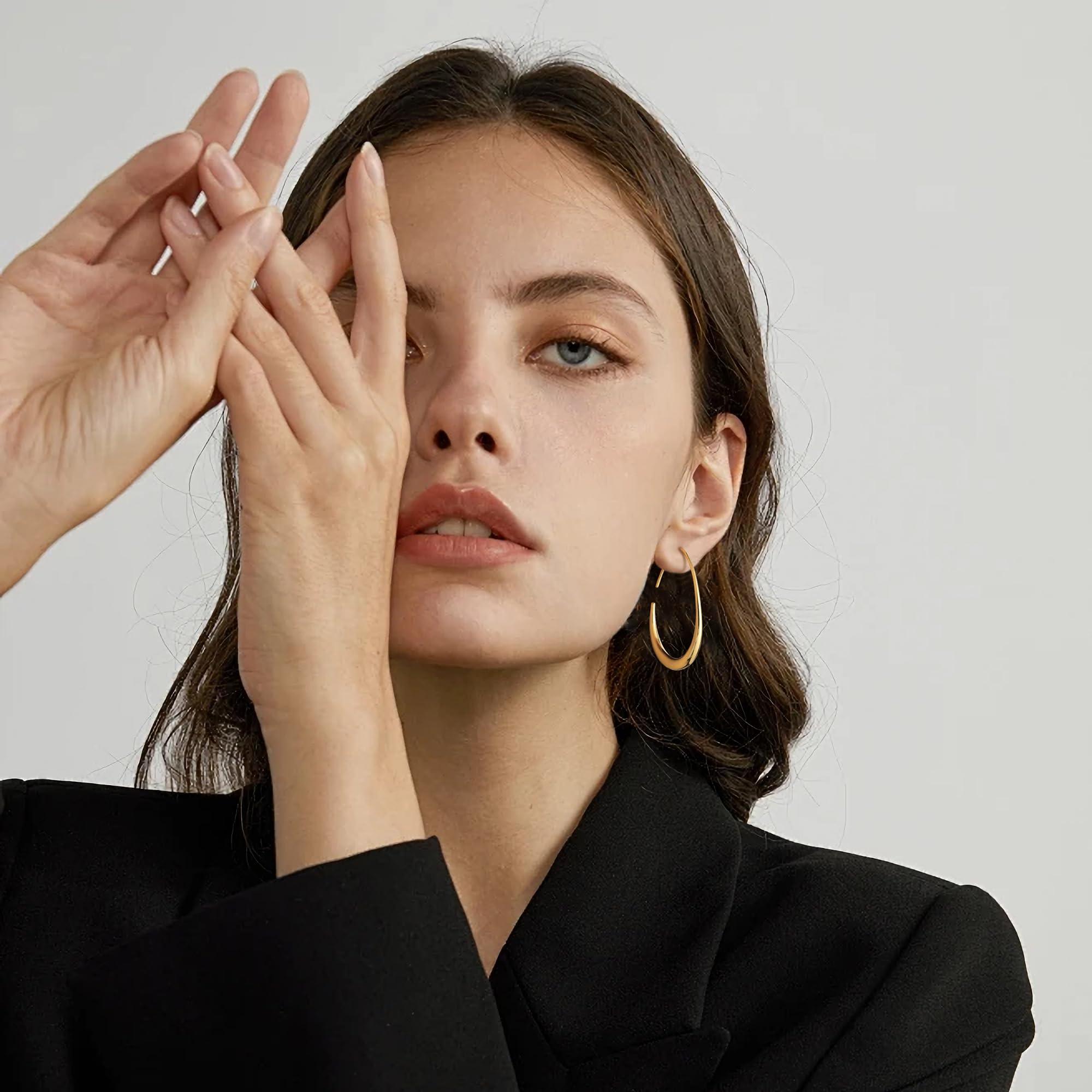 Golden Aura Hoops – 18K Gold, Waterproof & Hypoallergenic