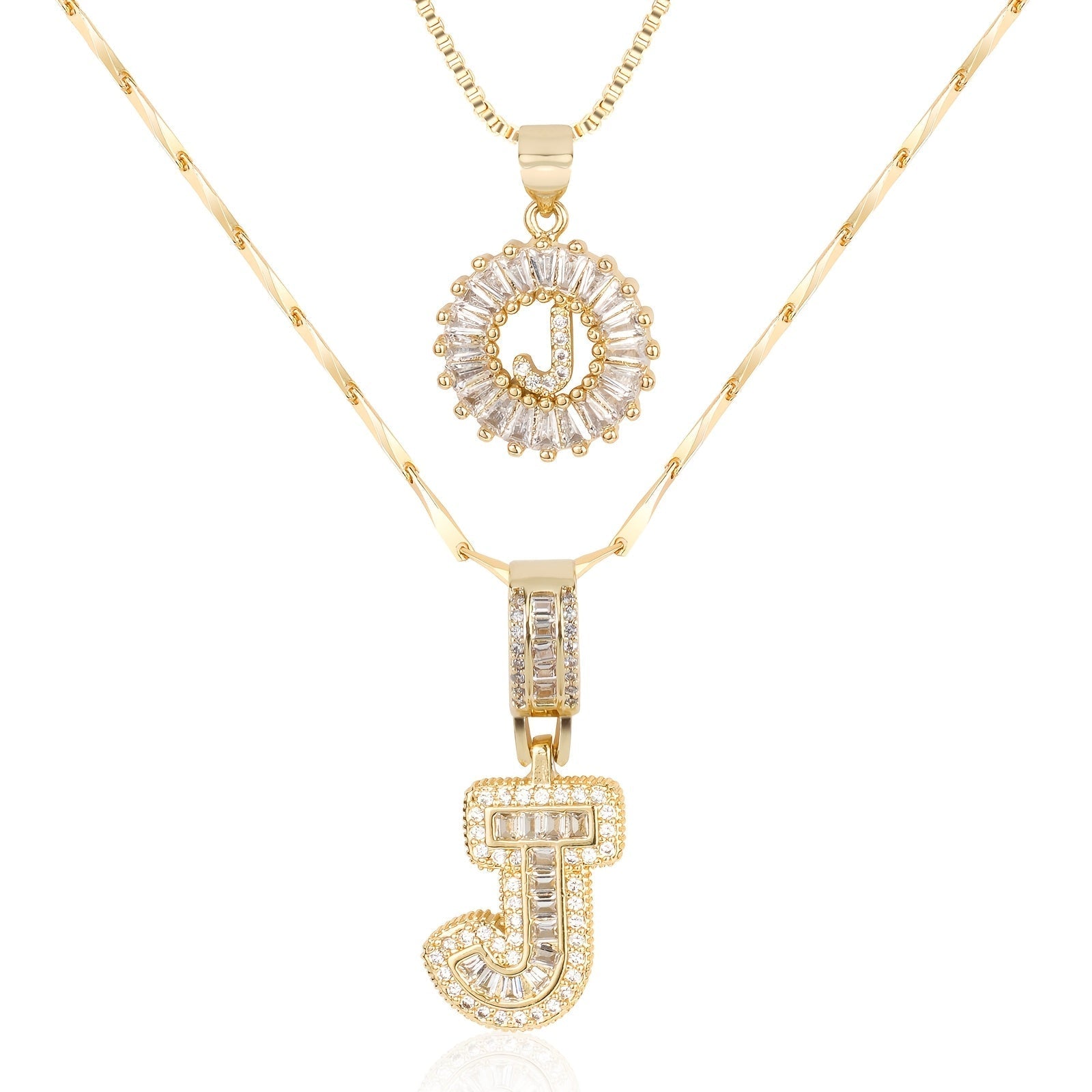 Zircon Duo Initial Necklace