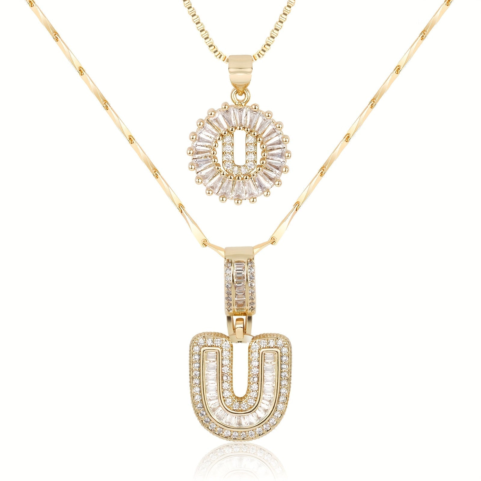 Zircon Duo Initial Necklace