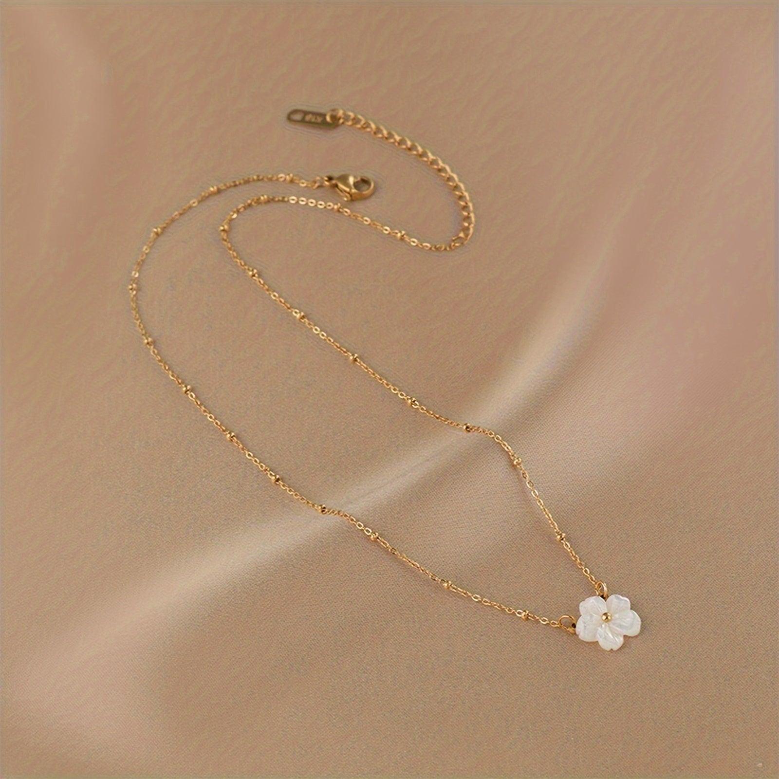 Ivory Petal Necklace – 18K Gold Waterproof Minimalist Pendant