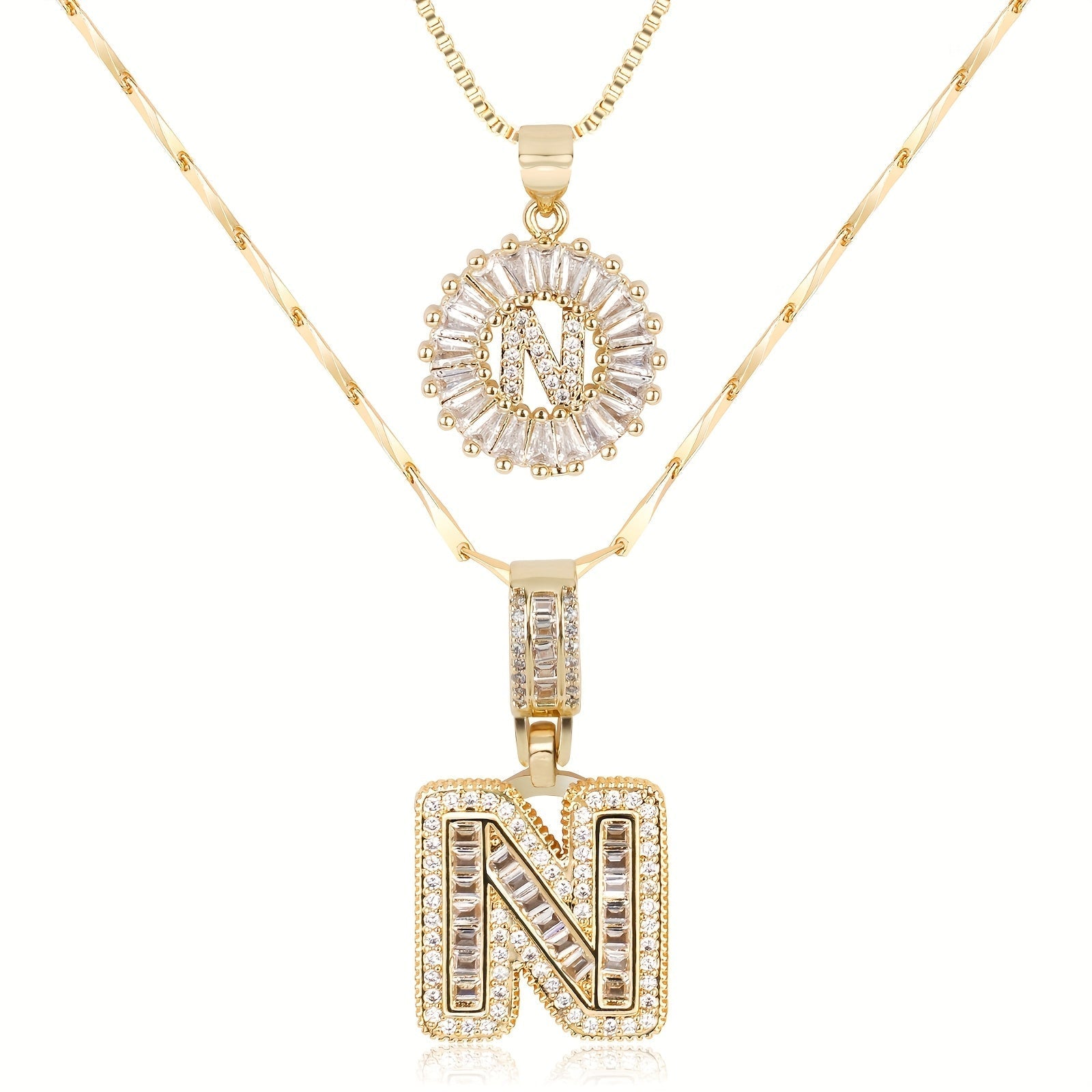 Zircon Duo Initial Necklace