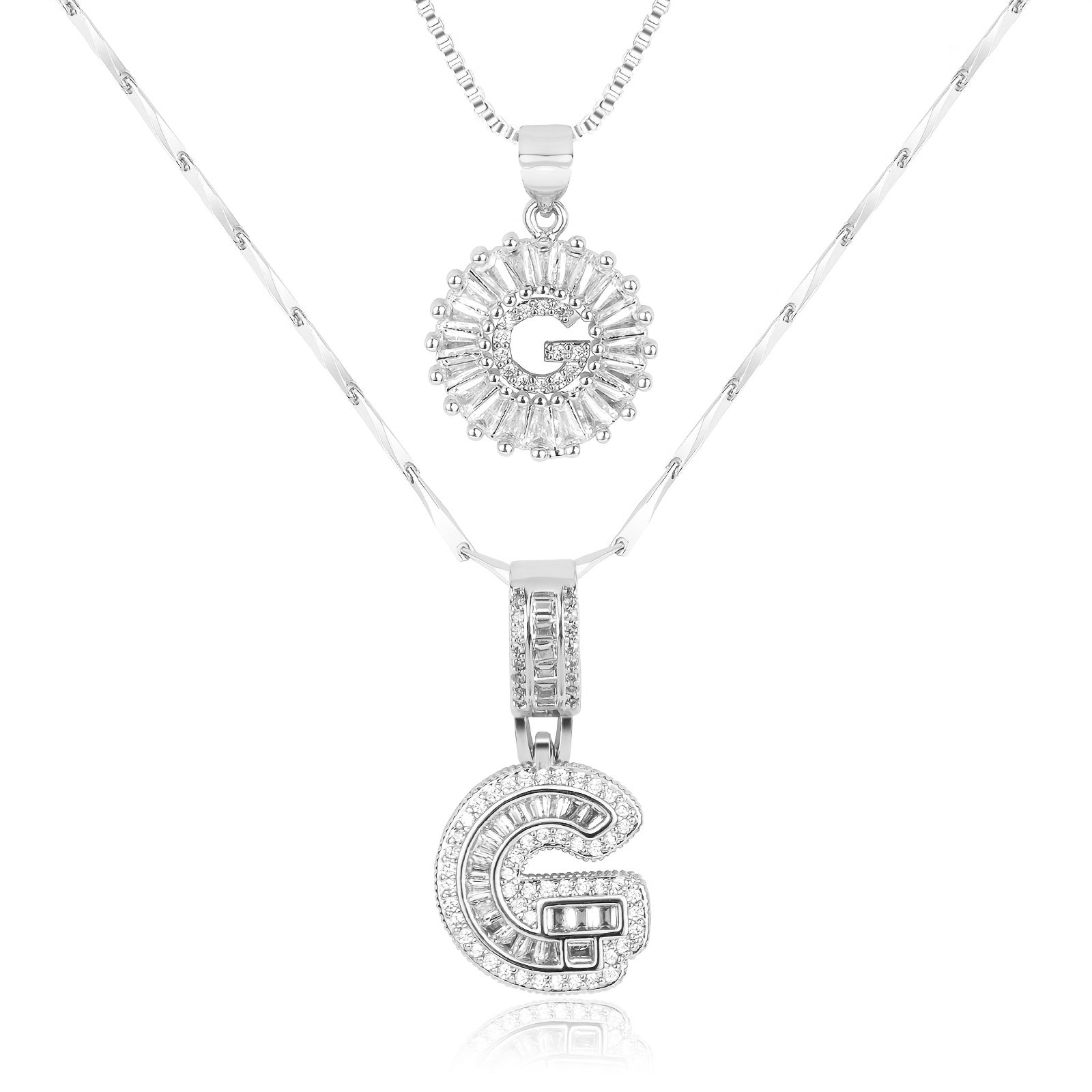 Zircon Duo Initial Necklace