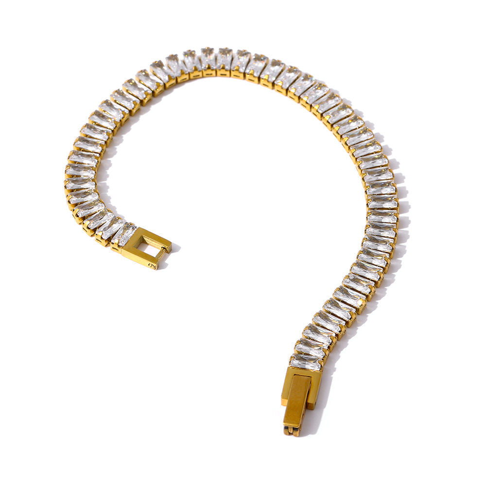 Riviera Baguette Bracelet – 18K Gold, Waterproof & Hypoallergenic
