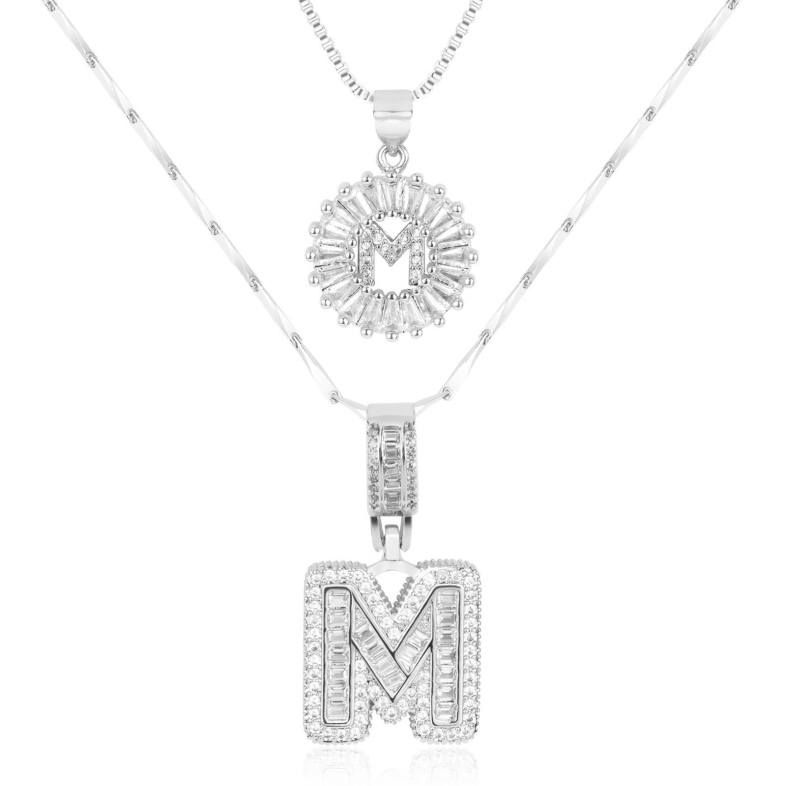 Zircon Duo Initial Necklace