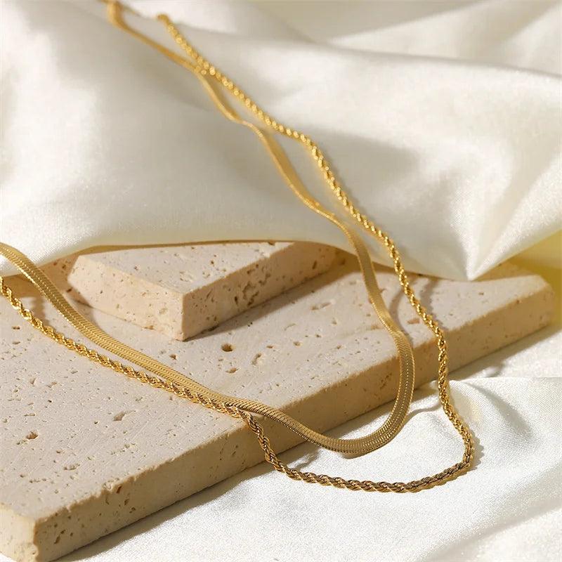 Mesh Layers Necklace – 18K Gold, Waterproof & Hypoallergenic