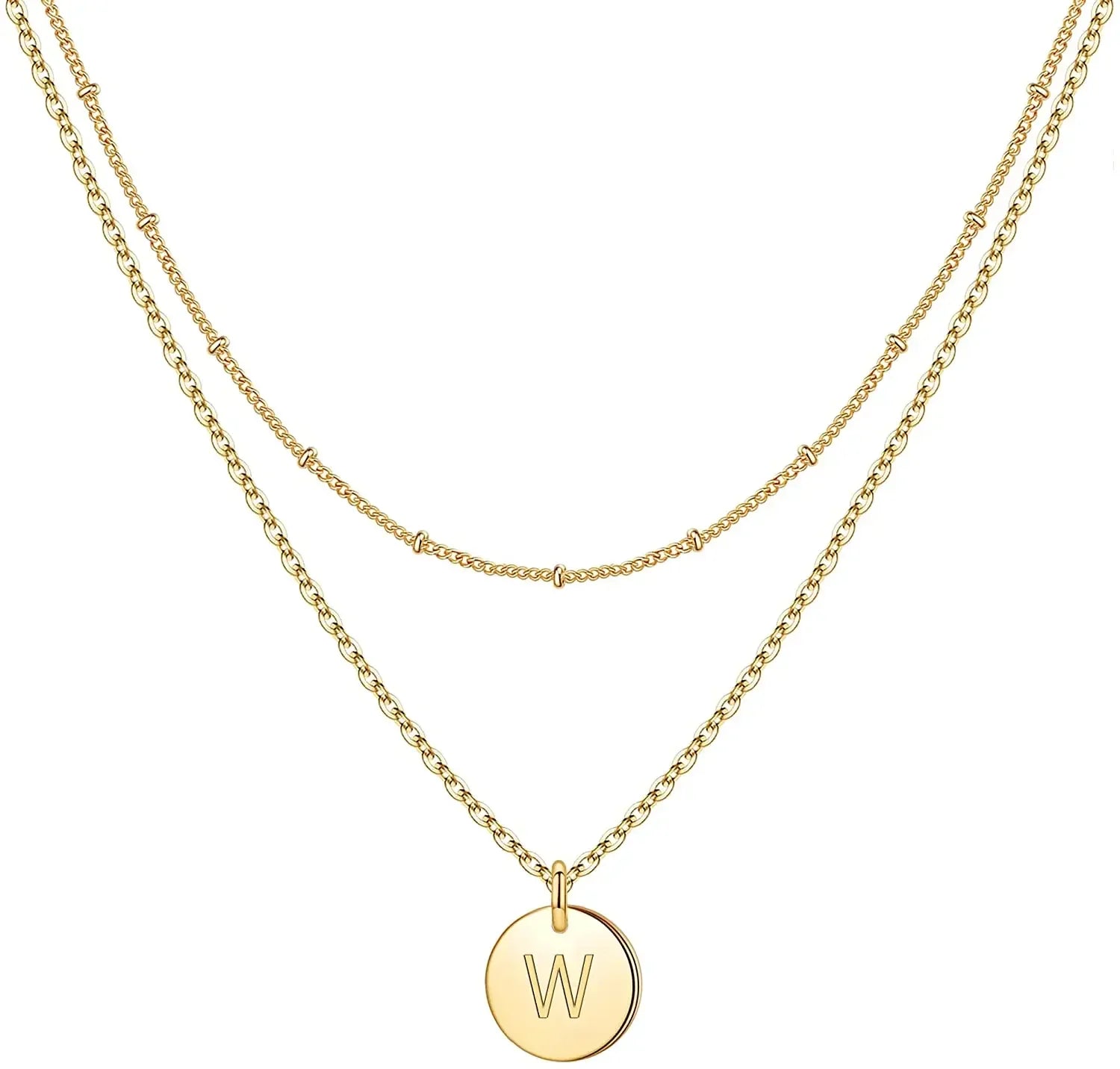 Mivah Twin Charm Necklace Initial – Elegant 18K Gold Layered Design