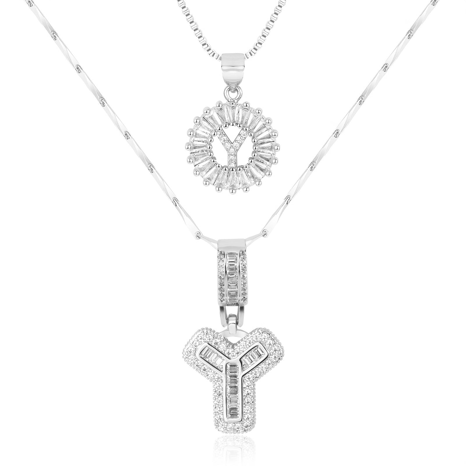 Zircon Duo Initial Necklace