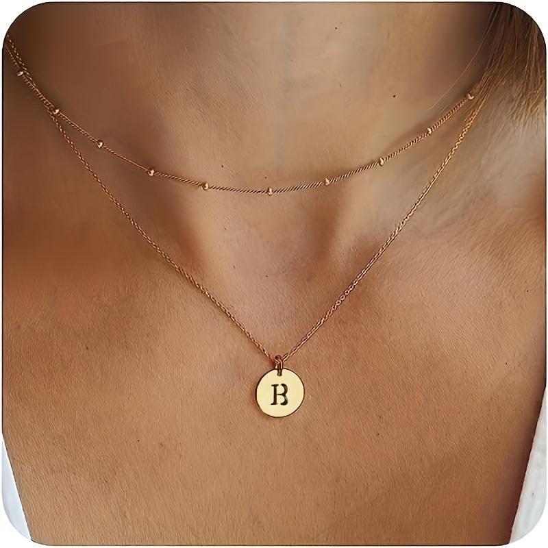 Mivah Twin Charm Necklace Initial – Elegant 18K Gold Layered Design