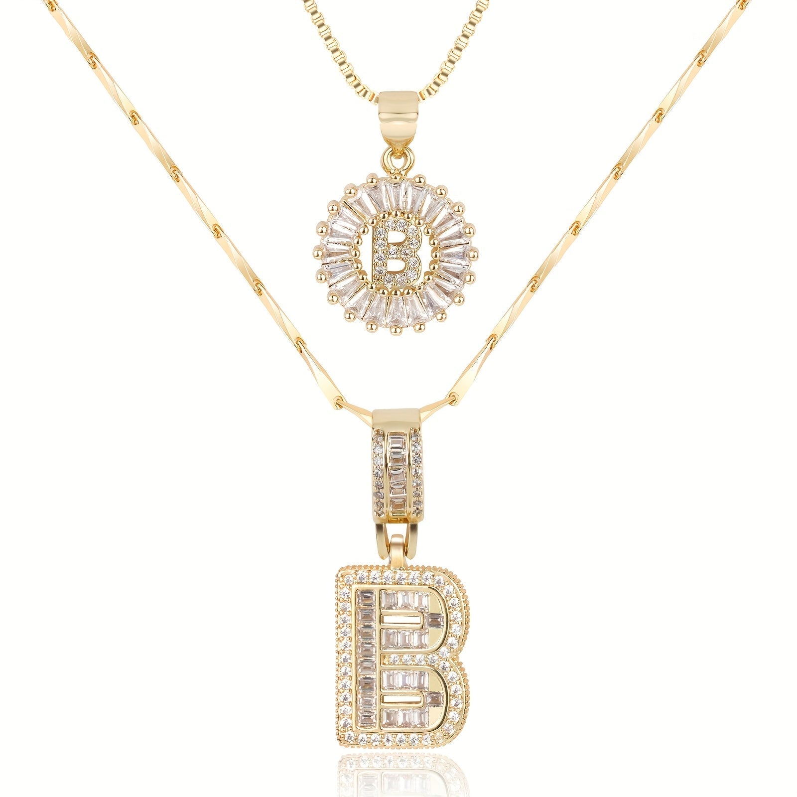 Zircon Duo Initial Necklace