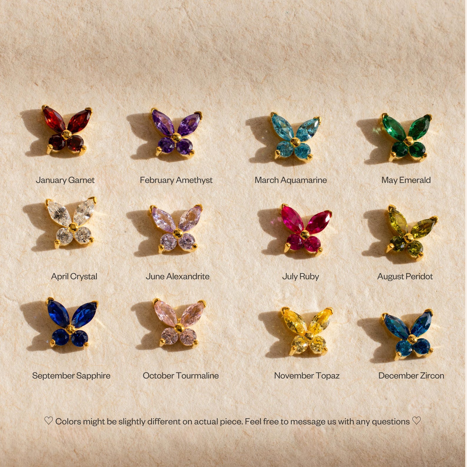 Eterna Butterfly Studs Earrings – 18K Gold, Waterproof & Hypoallergenic