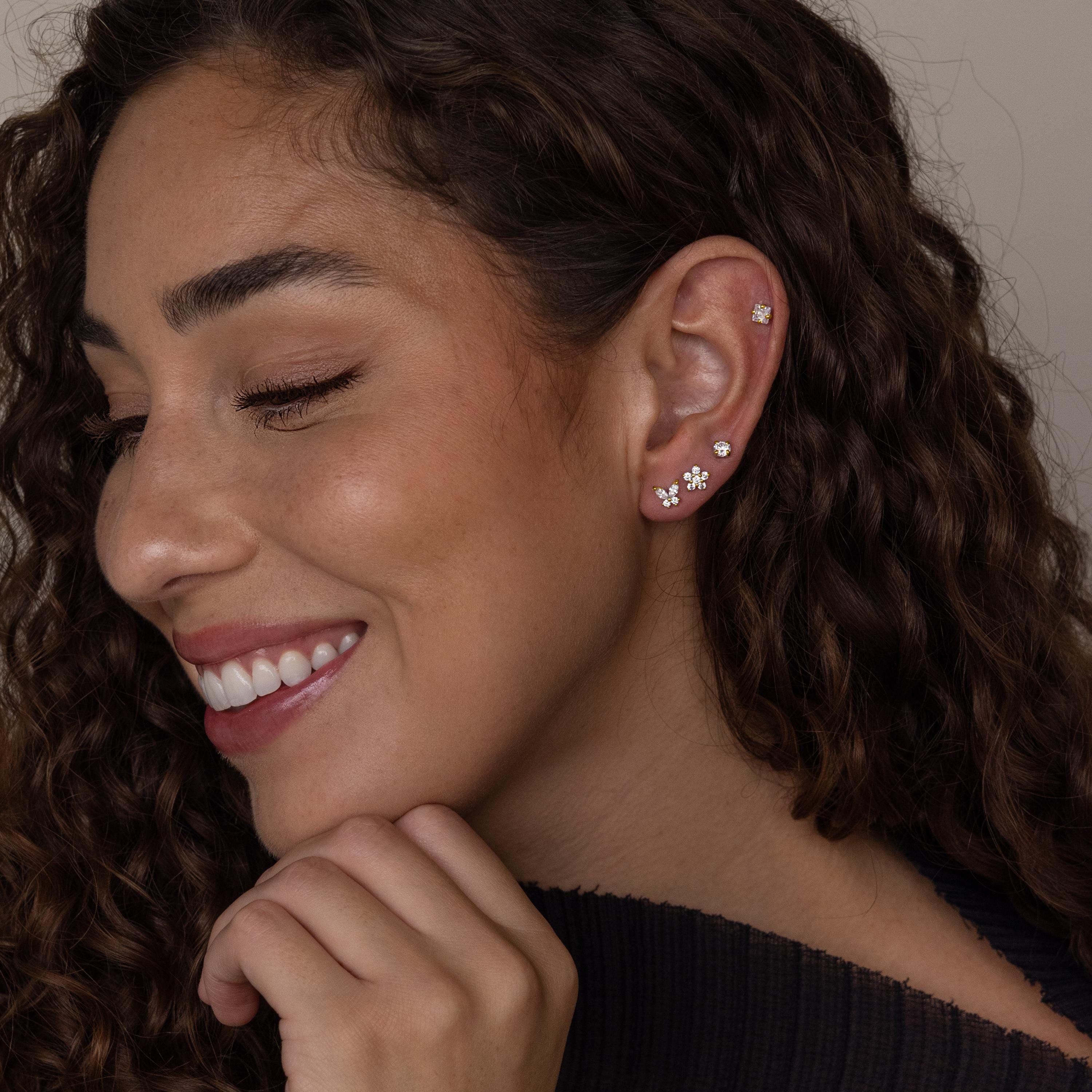 Halo Pave Set Earrings – 18K Gold, Waterproof & Hypoallergenic