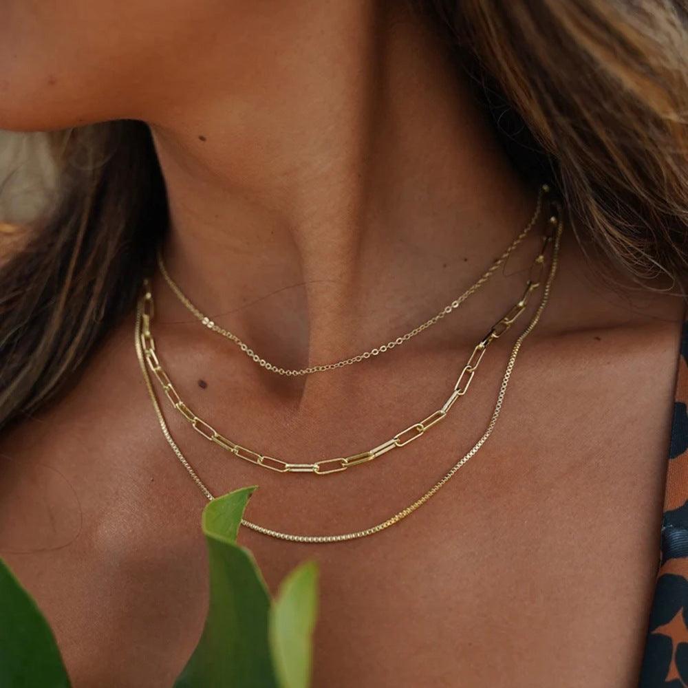 Eterna Trio Necklace – Elegant 18K Gold Waterproof Jewelry