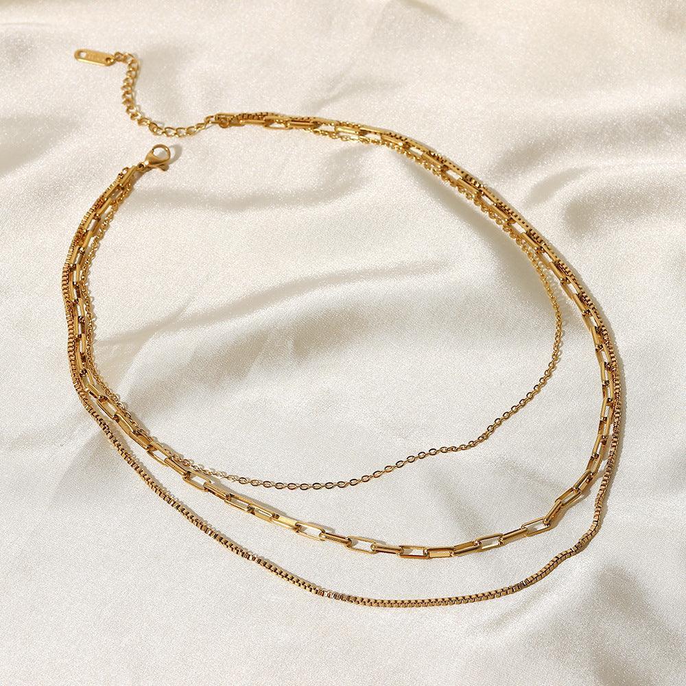 Eterna Trio Necklace – Elegant 18K Gold Waterproof Jewelry