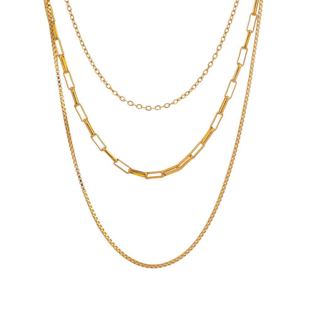 Eterna Trio Necklace – Elegant 18K Gold Waterproof Jewelry
