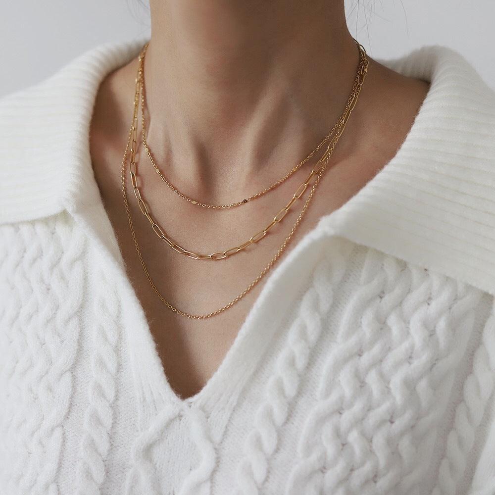 Eterna Trio Necklace – Elegant 18K Gold Waterproof Jewelry