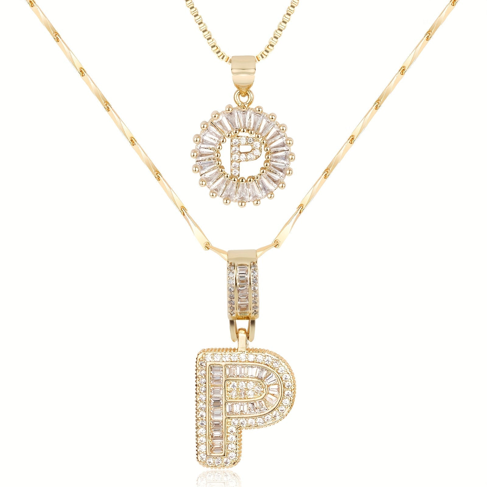 Zircon Duo Initial Necklace