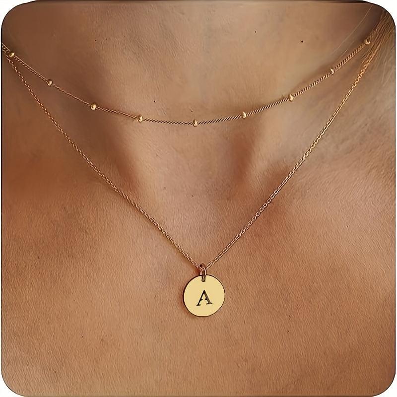Mivah Twin Charm Necklace Initial – Elegant 18K Gold Layered Design