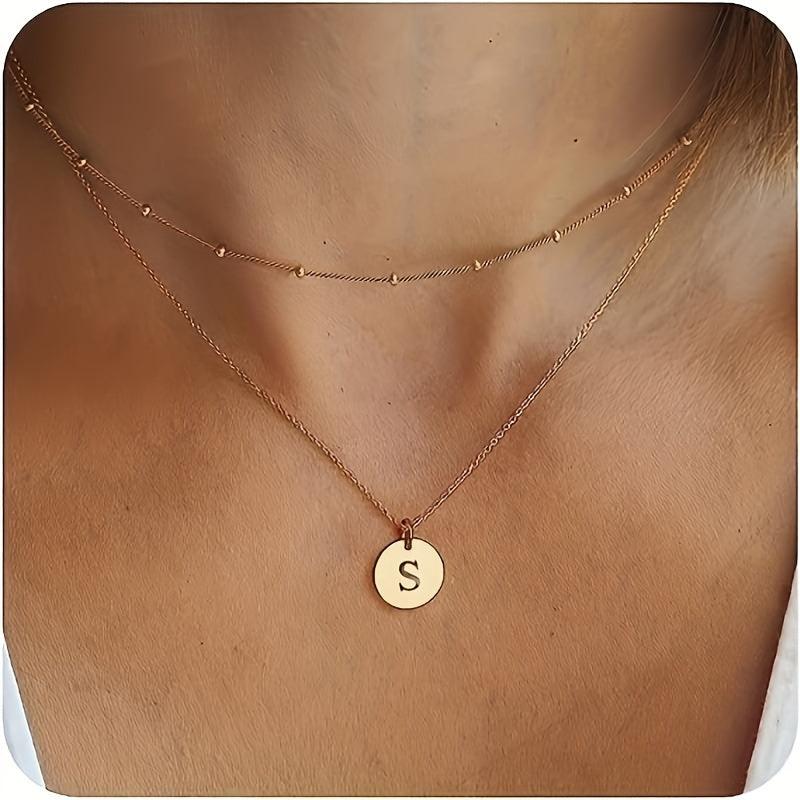 Mivah Twin Charm Necklace Initial – Elegant 18K Gold Layered Design