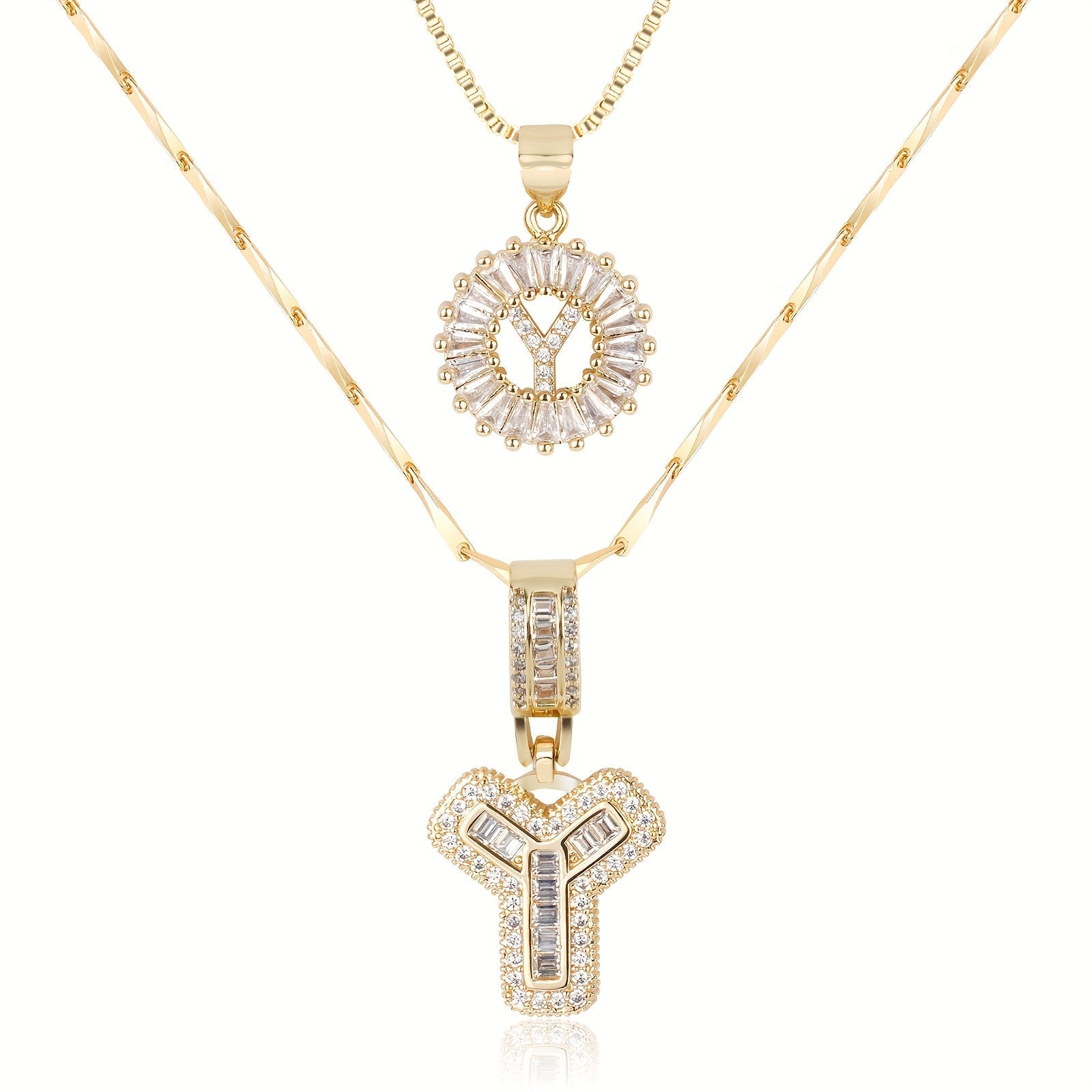 Zircon Duo Initial Necklace