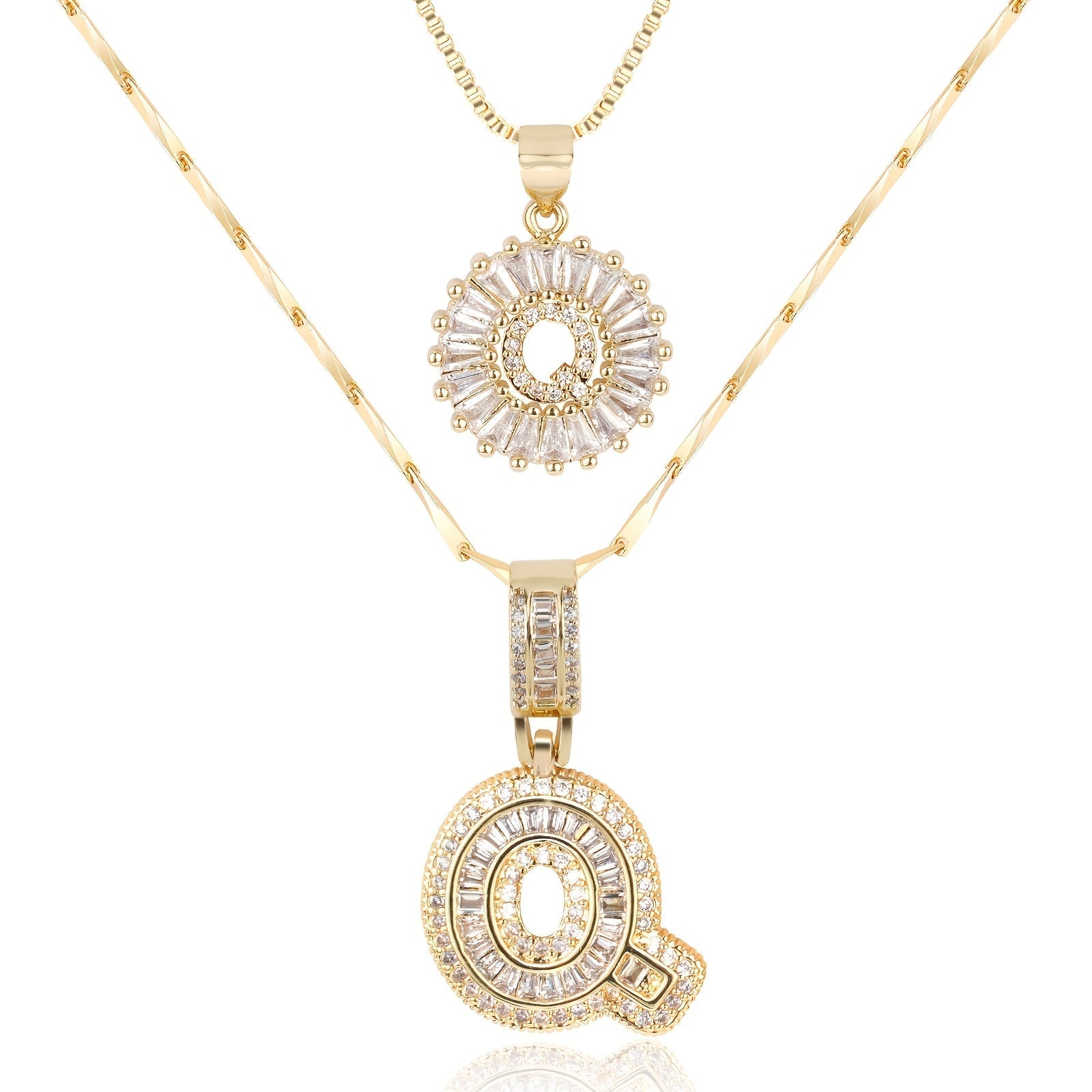 Zircon Duo Initial Necklace