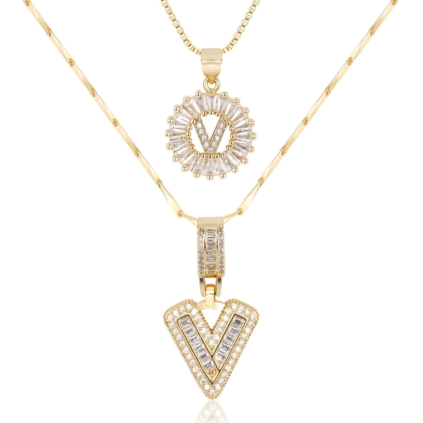 Zircon Duo Initial Necklace