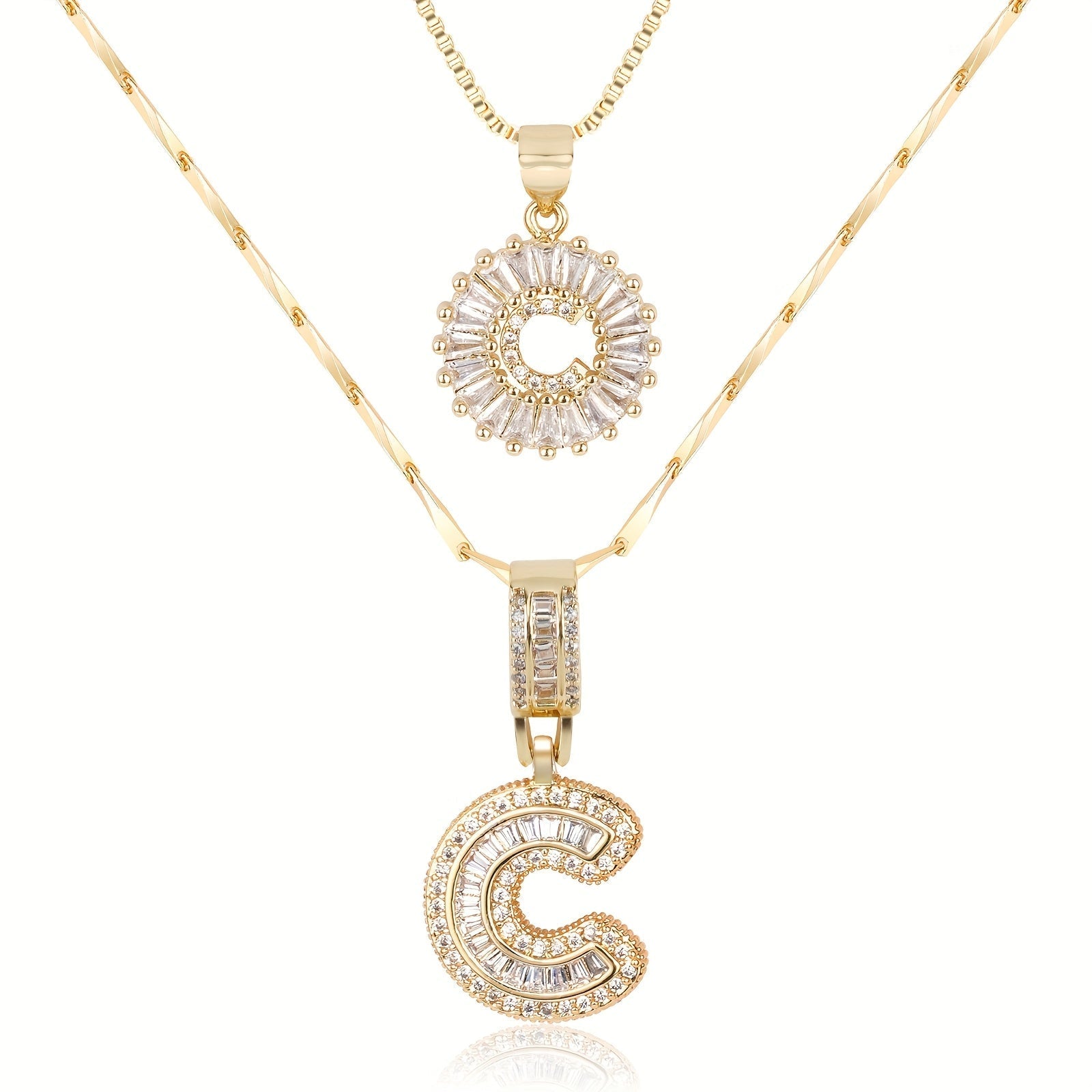 Zircon Duo Initial Necklace