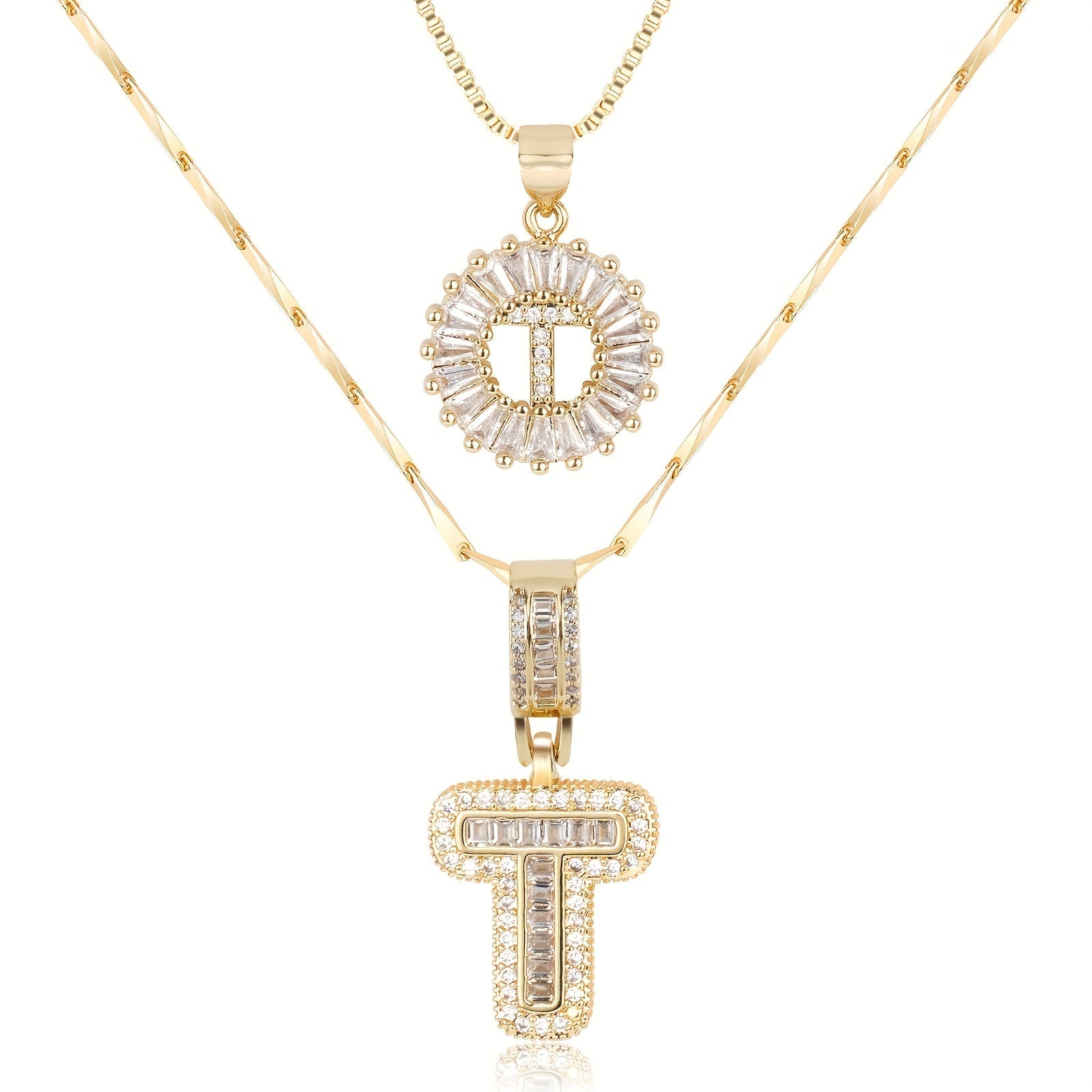Zircon Duo Initial Necklace