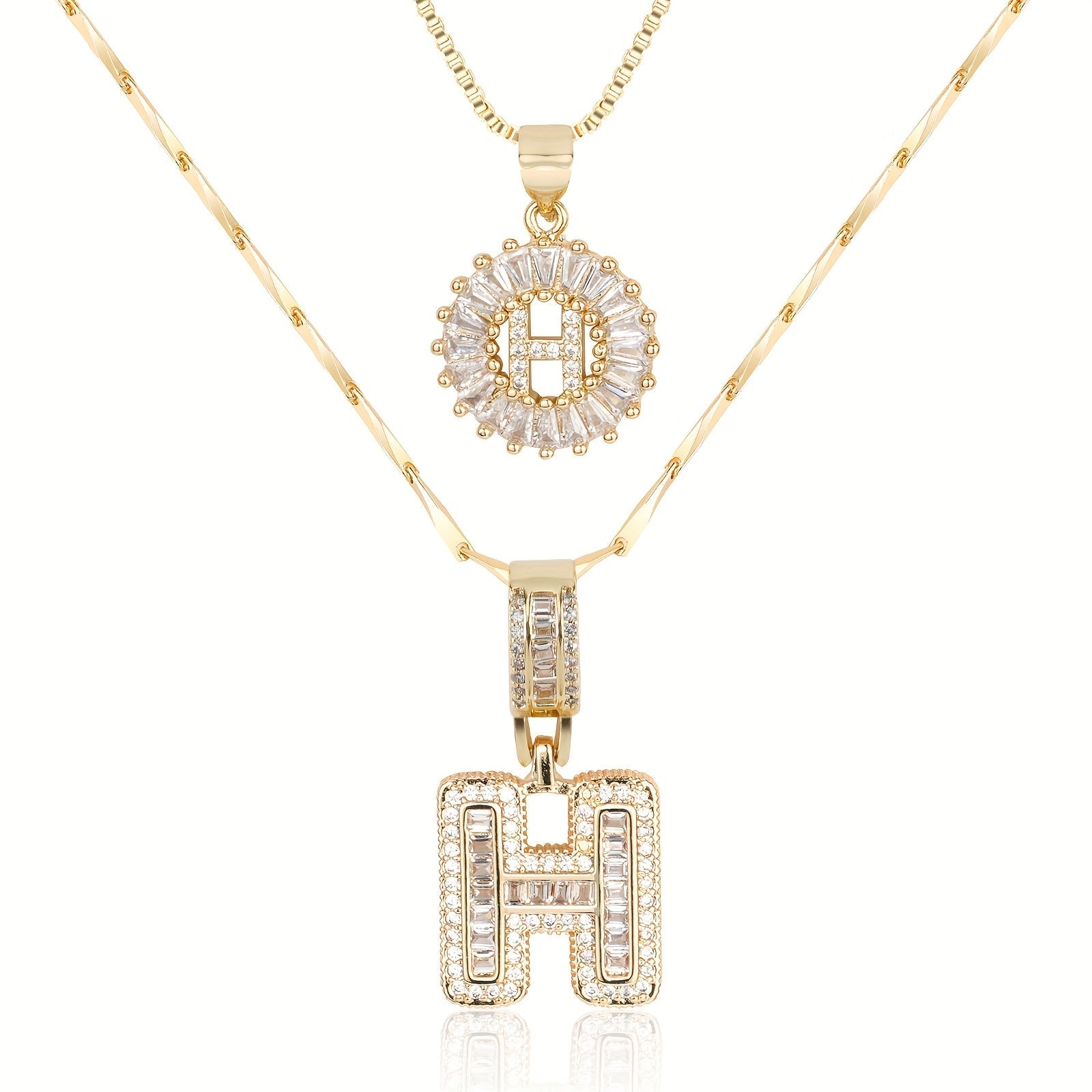 Zircon Duo Initial Necklace