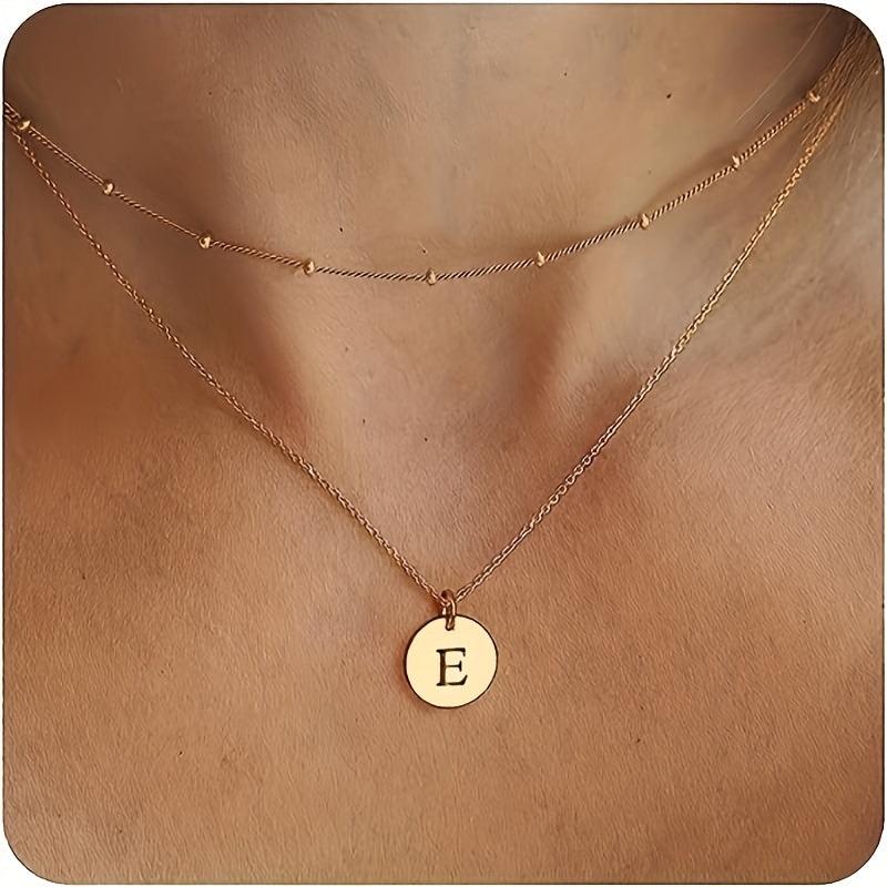 Mivah Twin Charm Necklace Initial – Elegant 18K Gold Layered Design