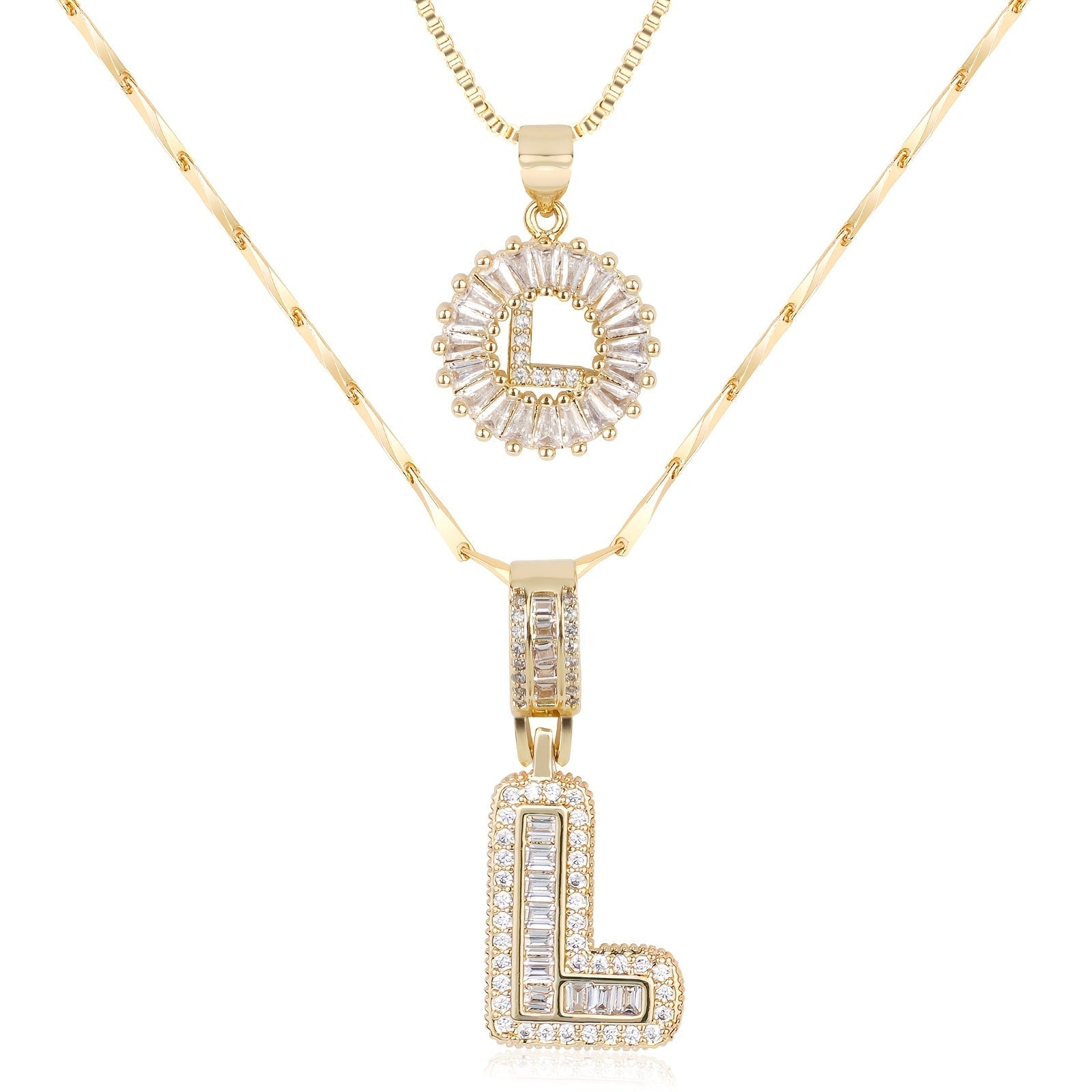 Zircon Duo Initial Necklace