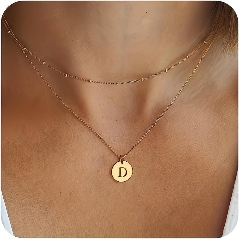 Mivah Twin Charm Necklace Initial – Elegant 18K Gold Layered Design