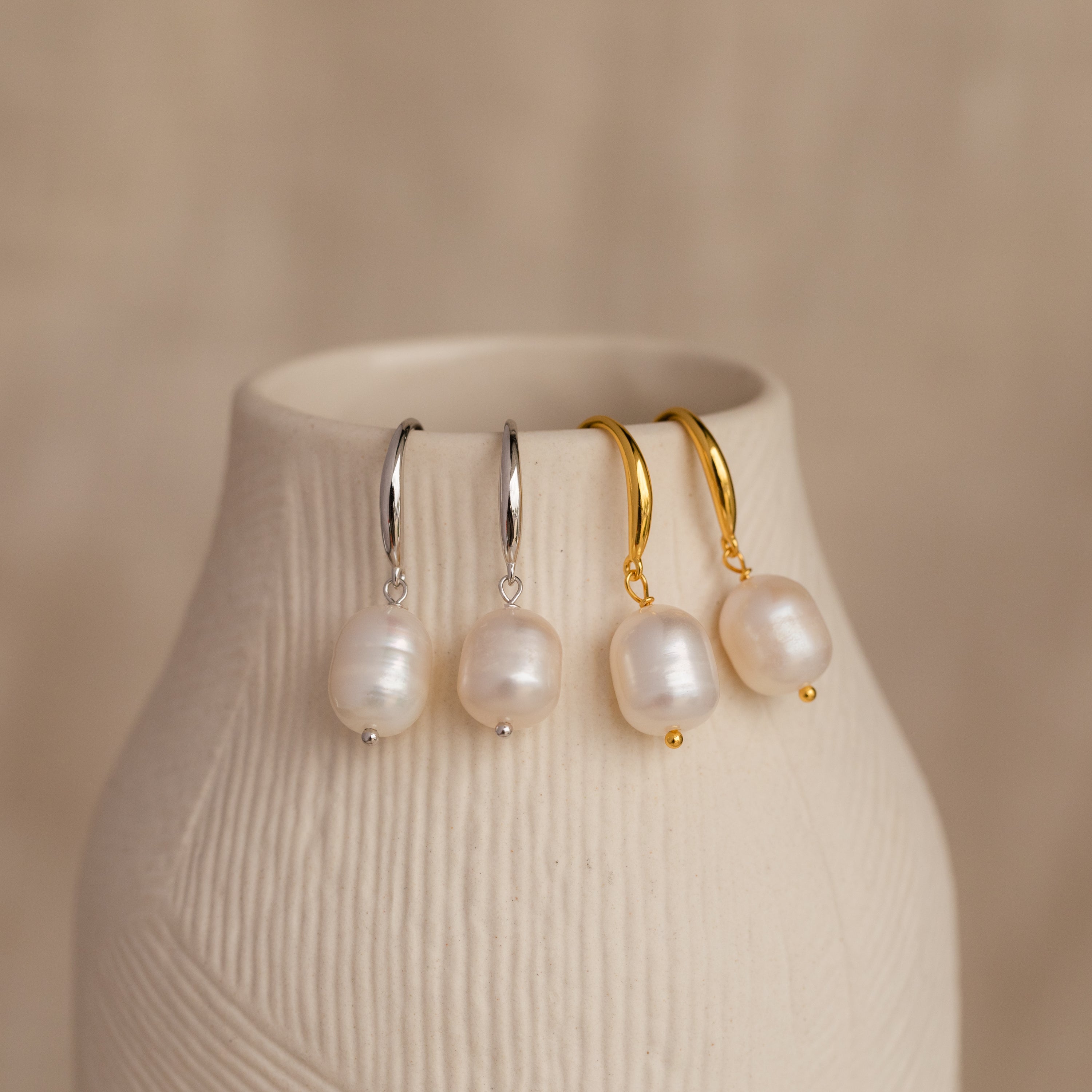 Pearl Drop Chandelier Earrings – 18K Gold, Waterproof & Hypoallergenic