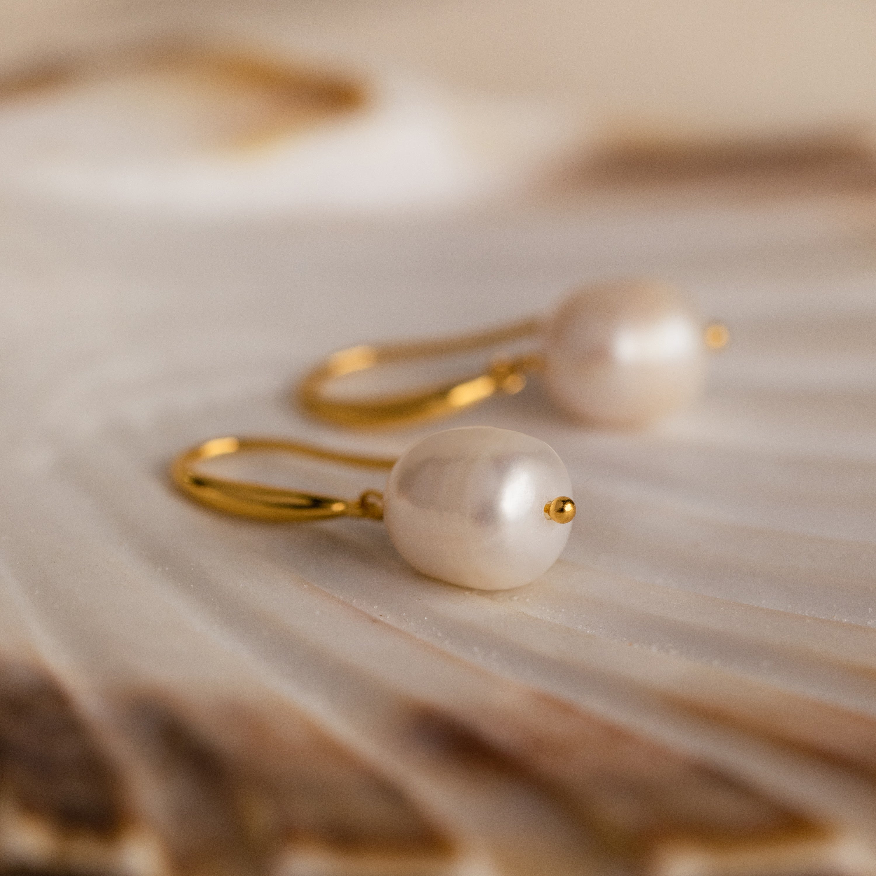Pearl Drop Chandelier Earrings – 18K Gold, Waterproof & Hypoallergenic