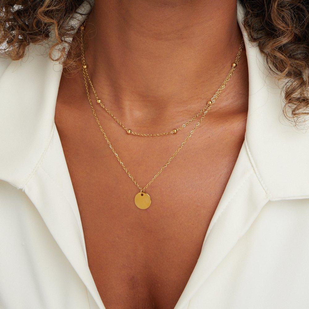 Mivah Twin Charm Necklace Initial – Elegant 18K Gold Layered Design