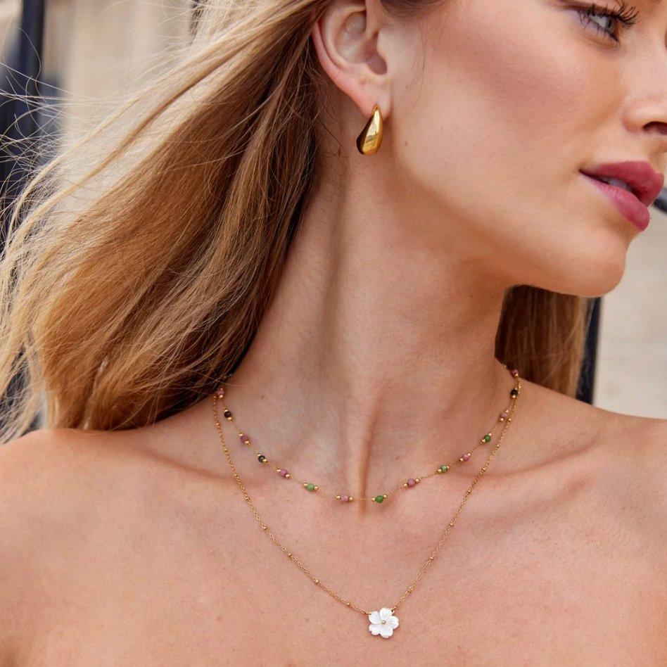 Ivory Petal Necklace – 18K Gold Waterproof Minimalist Pendant