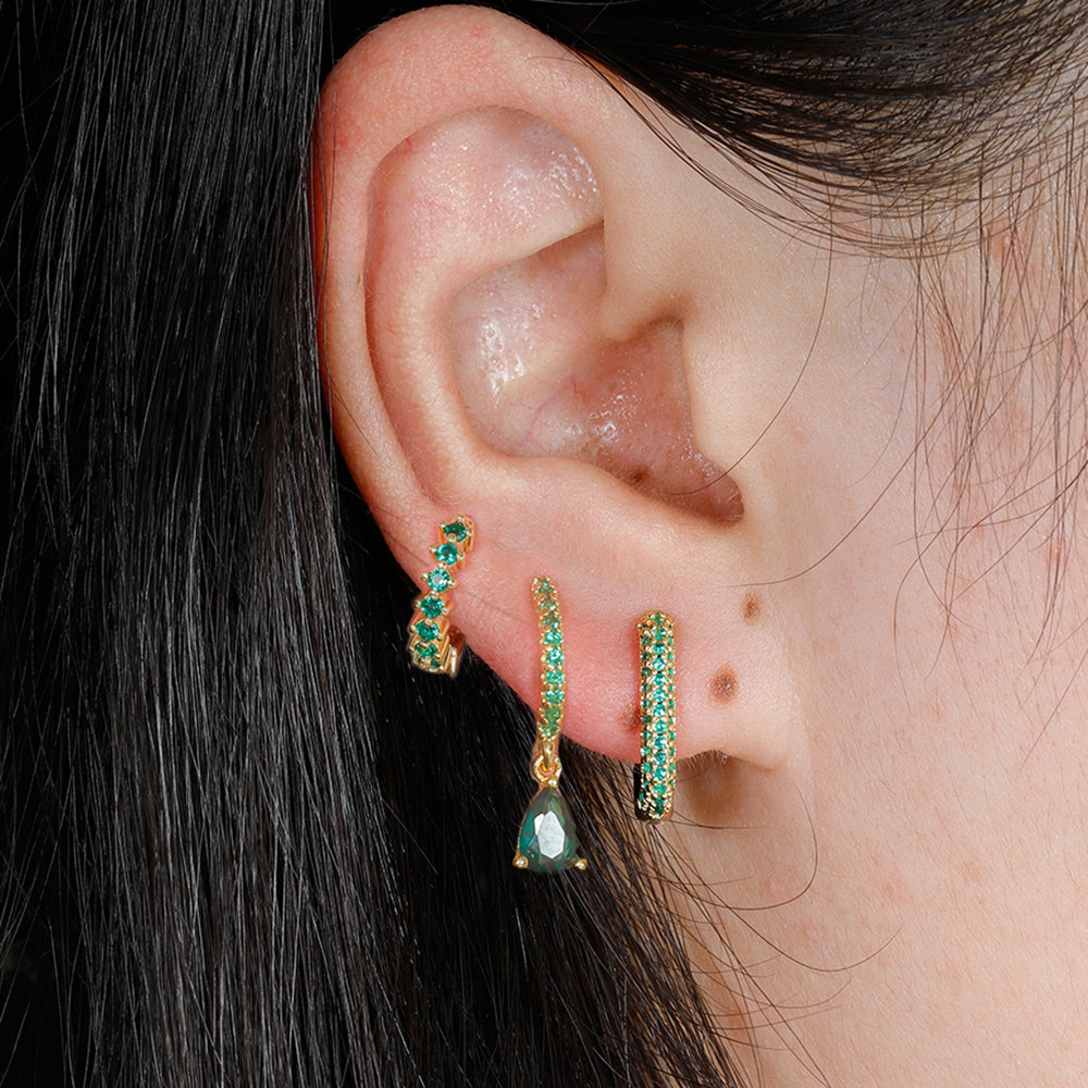 Radiant Zircon Earrings Set – 18K Gold, Waterproof & Hypoallergenic