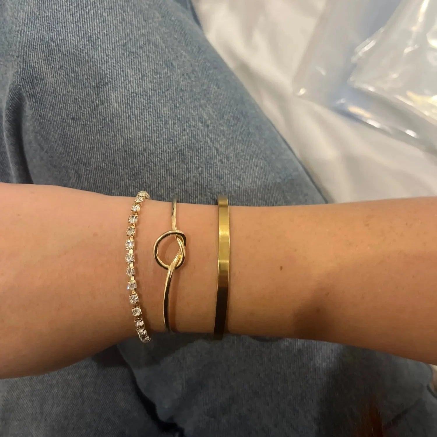 Halo Trio Bracelet Set – 18K Gold Waterproof Stackable Bracelets