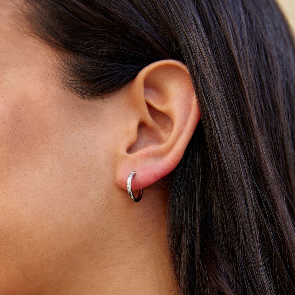 Shimmer Zircon Hoops – 18K Gold, Waterproof & Hypoallergenic
