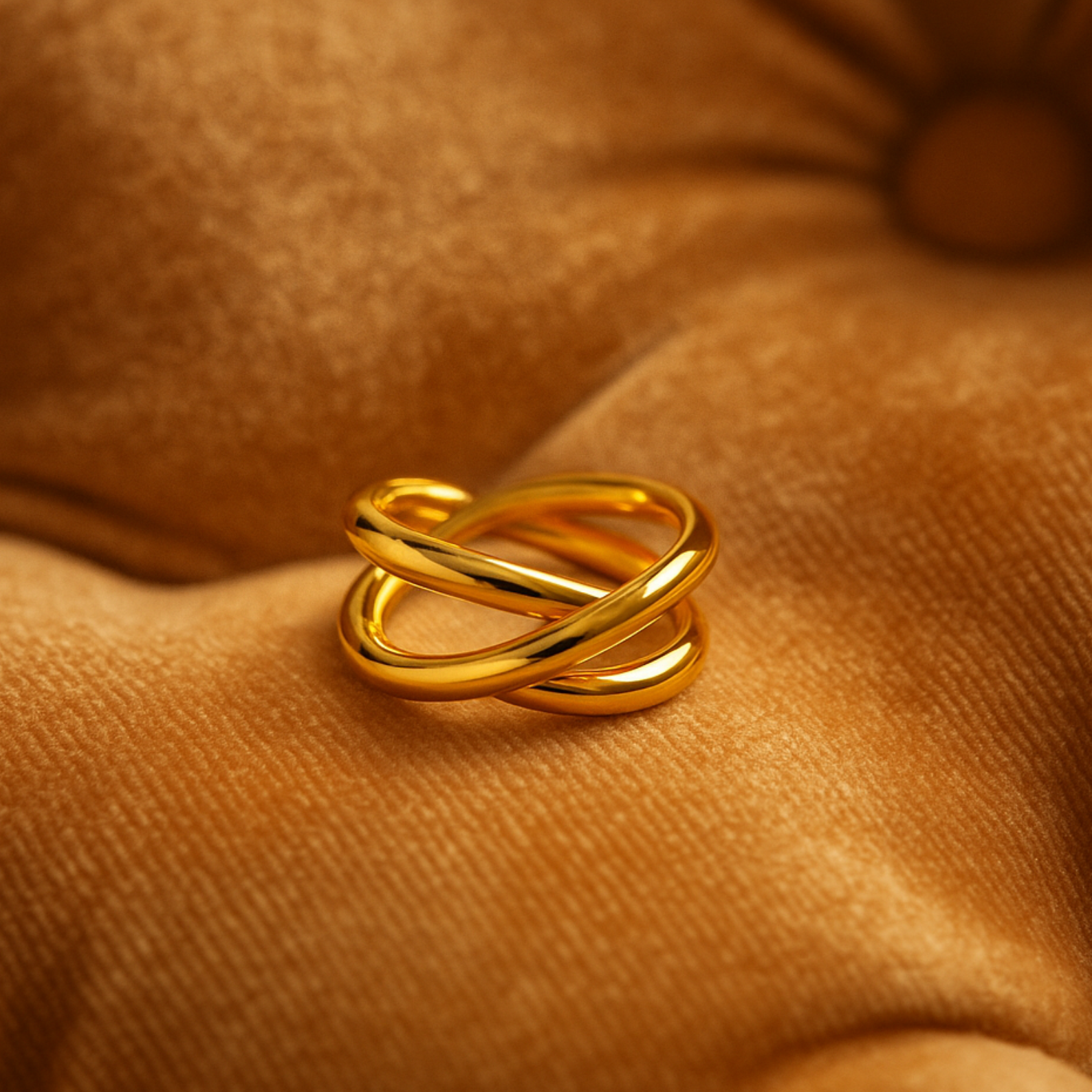 Trinity Adjustable Ring – 18K Gold, Waterproof & Hypoallergenic