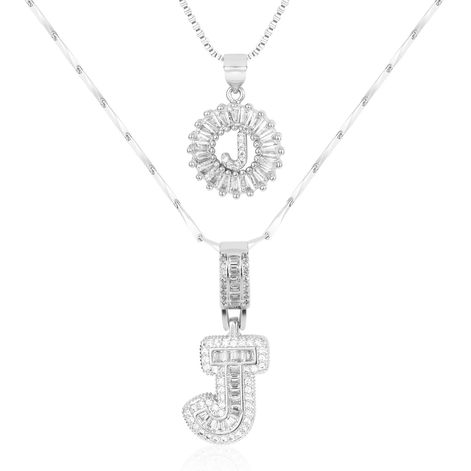 Zircon Duo Initial Necklace
