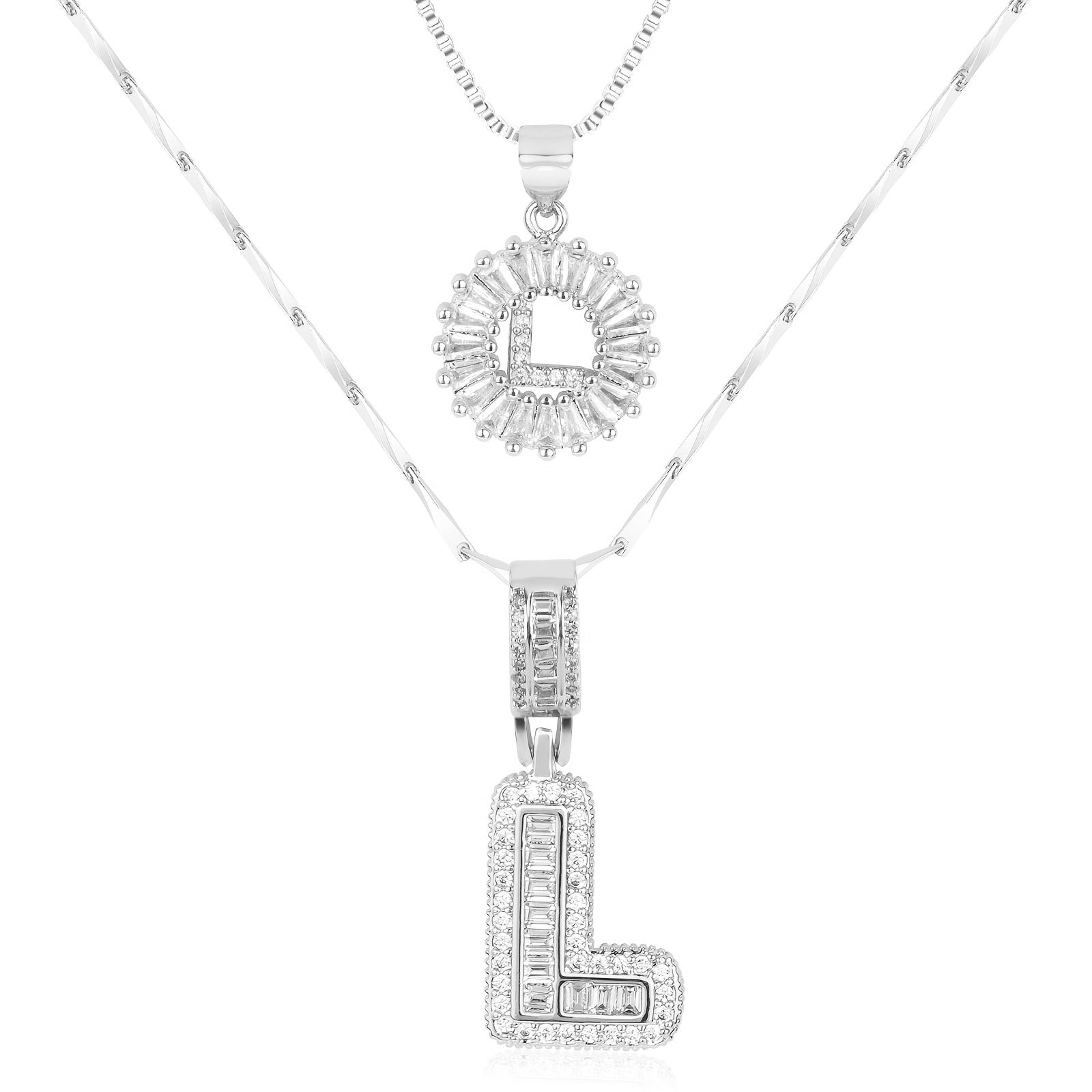 Zircon Duo Initial Necklace
