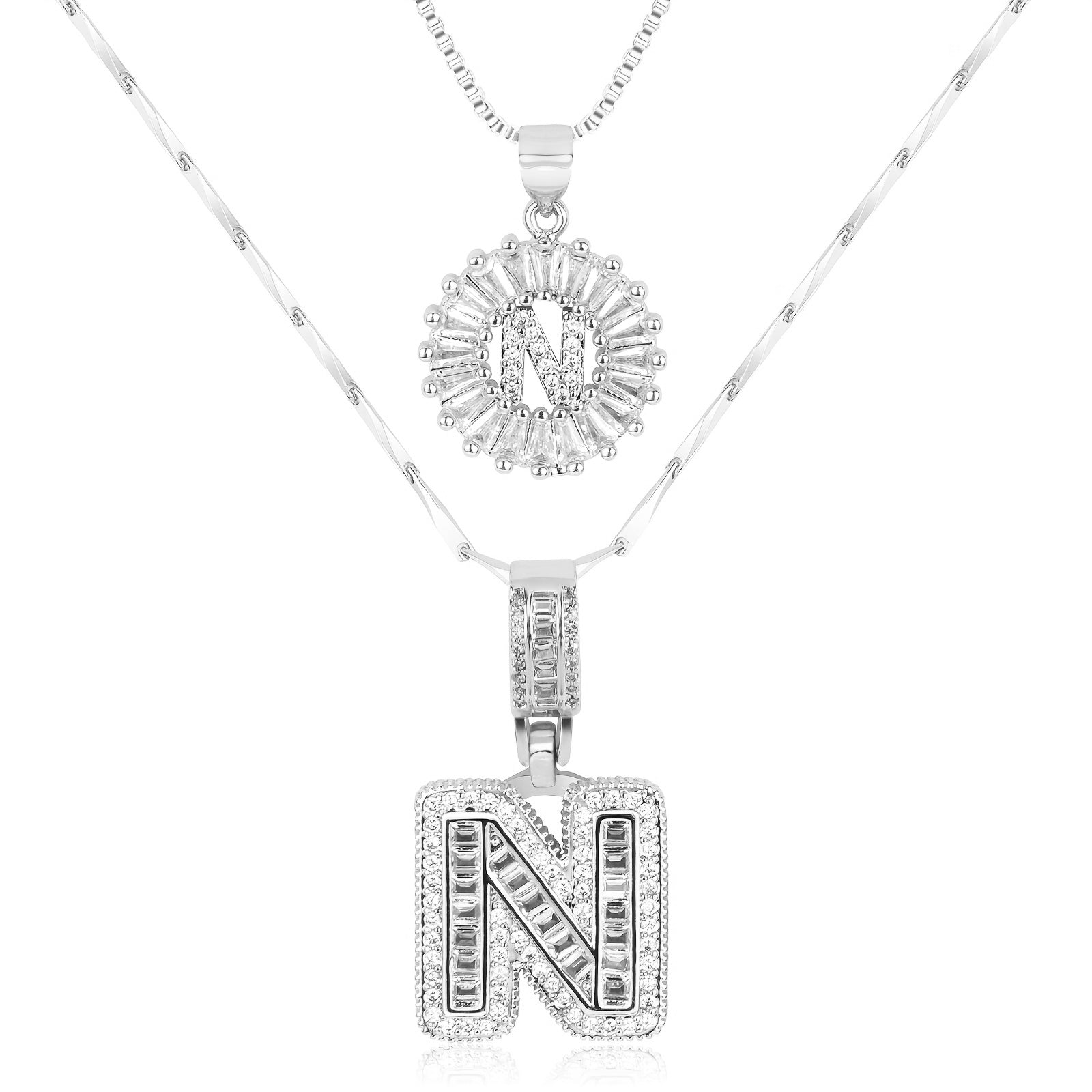 Zircon Duo Initial Necklace