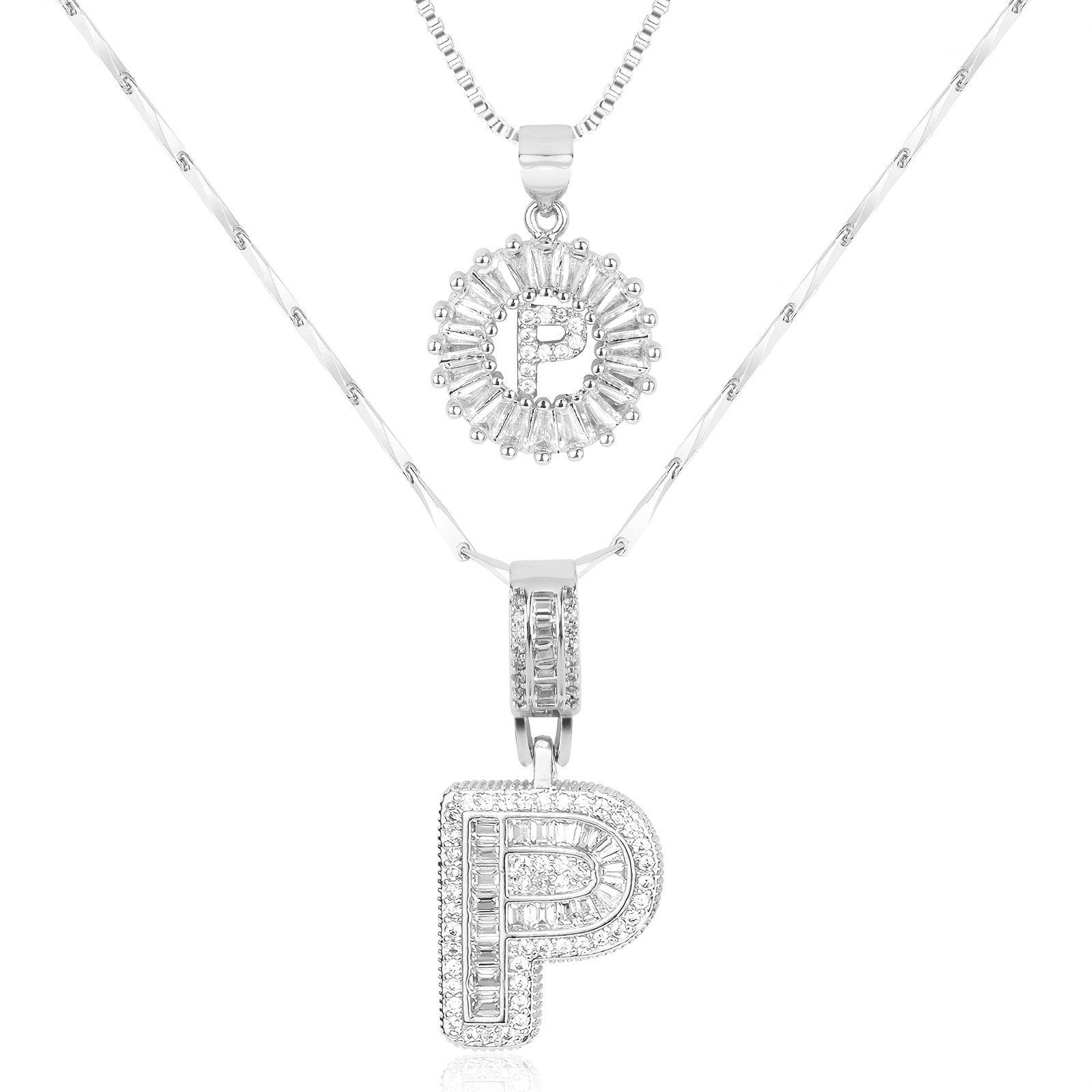 Zircon Duo Initial Necklace
