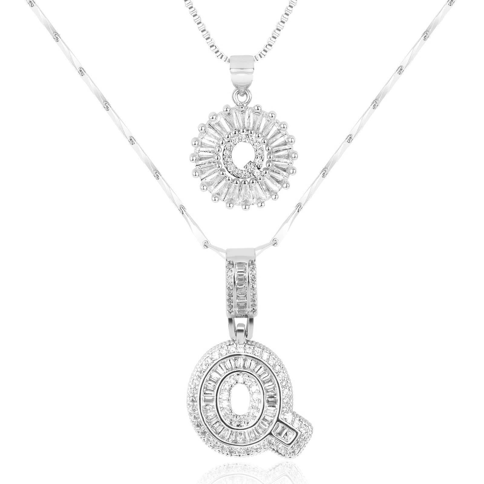 Zircon Duo Initial Necklace