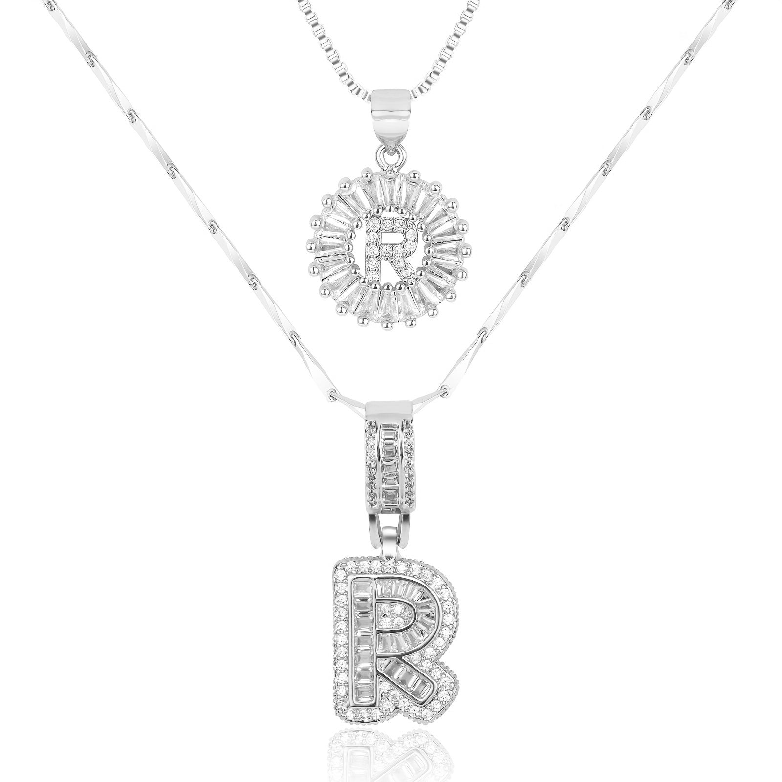 Zircon Duo Initial Necklace
