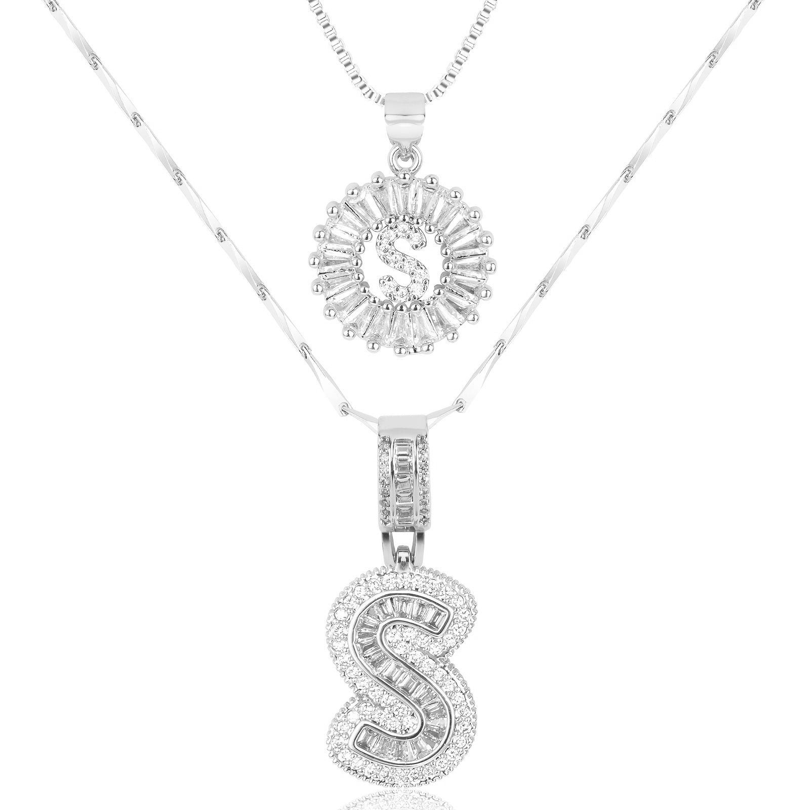 Zircon Duo Initial Necklace