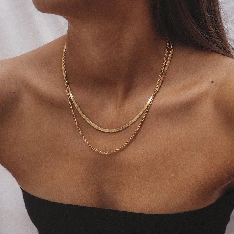 Mesh Layers Necklace – 18K Gold, Waterproof & Hypoallergenic