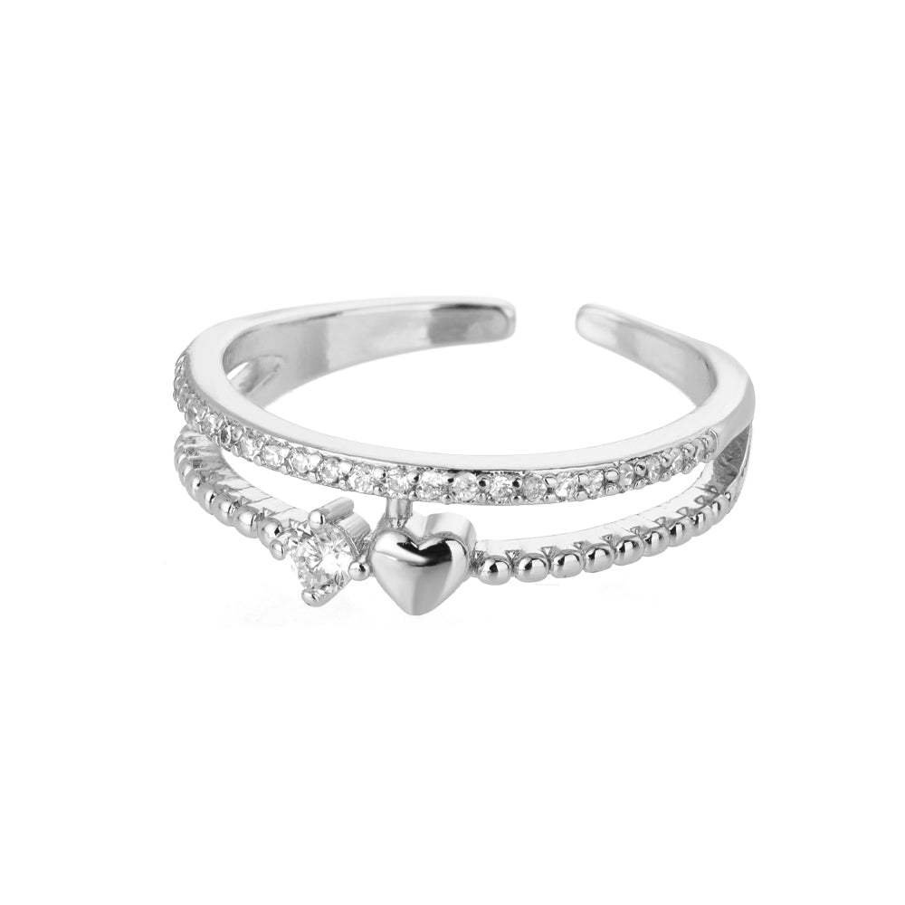 Zircon Double Band Ring - 18K Gold, Waterproof & Hypoallergenic
