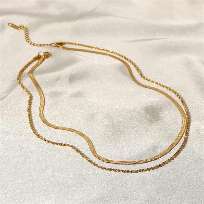 Mesh Layers Necklace – 18K Gold, Waterproof & Hypoallergenic